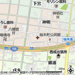 愛知県一宮市柚木颪柚木周辺の地図