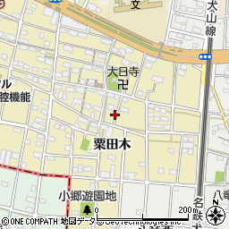愛知県江南市小郷町粟田木周辺の地図