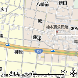 愛知県一宮市柚木颪蓮池周辺の地図