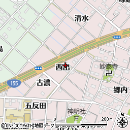 愛知県一宮市定水寺（西出）周辺の地図