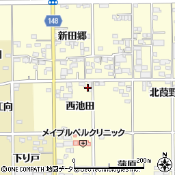 愛知県一宮市開明西池田周辺の地図