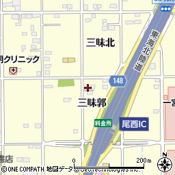 愛知県一宮市開明三味郭周辺の地図