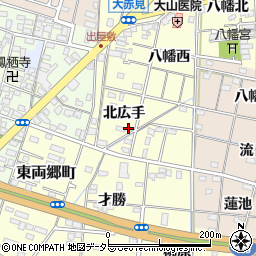 愛知県一宮市大赤見北広手周辺の地図