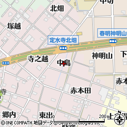 愛知県一宮市定水寺中島周辺の地図