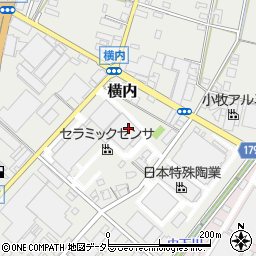 愛知県小牧市横内周辺の地図