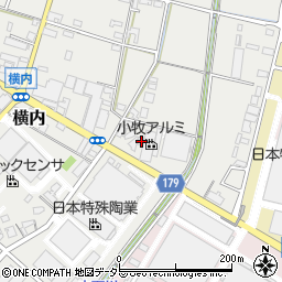 愛知県小牧市横内257-1周辺の地図