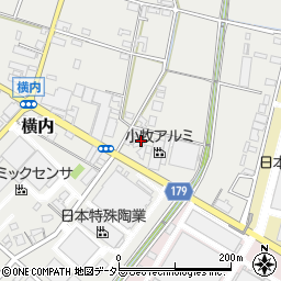 愛知県小牧市横内256周辺の地図