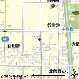 愛知県一宮市開明新田郷74周辺の地図