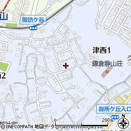 神奈川県鎌倉市津西周辺の地図