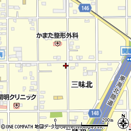 愛知県一宮市開明三味北周辺の地図