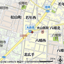 愛知県一宮市大赤見若年西710-2周辺の地図