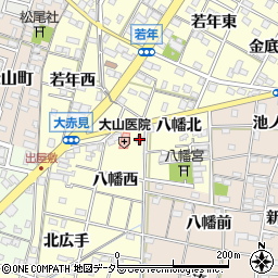 愛知県一宮市大赤見八幡西3周辺の地図