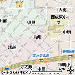 愛知県一宮市定水寺北畑周辺の地図