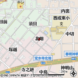 愛知県一宮市定水寺（北畑）周辺の地図
