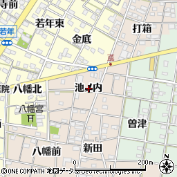 愛知県一宮市柚木颪池ノ内周辺の地図