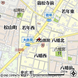 愛知県一宮市大赤見若年西696周辺の地図