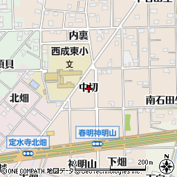 愛知県一宮市春明中切周辺の地図