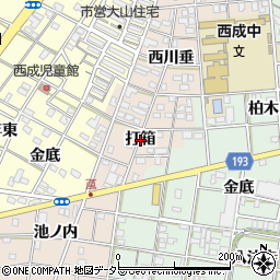 愛知県一宮市柚木颪（打箱）周辺の地図