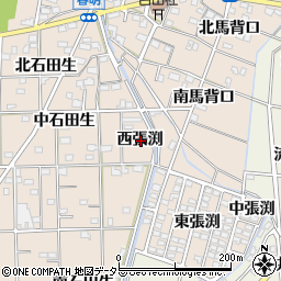愛知県一宮市春明西張渕周辺の地図