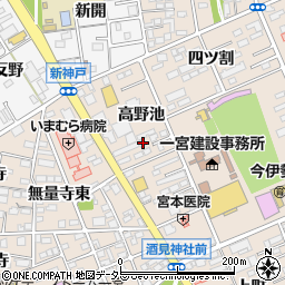 愛知県一宮市今伊勢町本神戸高野池周辺の地図