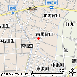愛知県一宮市春明南馬背口周辺の地図