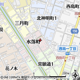 愛知県一宮市水落町周辺の地図