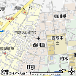 愛知県一宮市柚木颪（西川垂）周辺の地図