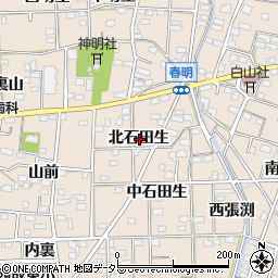 愛知県一宮市春明北石田生周辺の地図