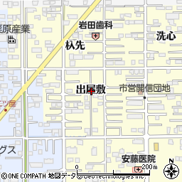 愛知県一宮市開明出屋敷周辺の地図