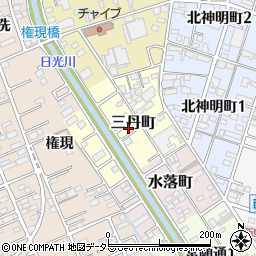 愛知県一宮市三丹町周辺の地図