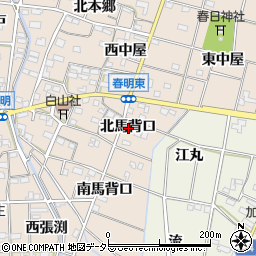 愛知県一宮市春明北馬背口周辺の地図