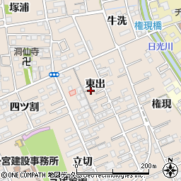 愛知県一宮市今伊勢町本神戸（東出）周辺の地図