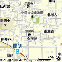 愛知県一宮市開明雲閑寺郭周辺の地図