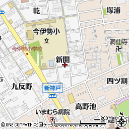 愛知県一宮市今伊勢町新神戸新開周辺の地図
