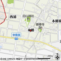愛知県江南市中奈良町（本郷）周辺の地図