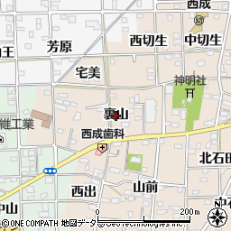 愛知県一宮市春明（裏山）周辺の地図