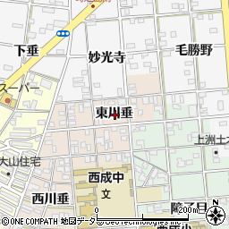 愛知県一宮市柚木颪東川垂周辺の地図