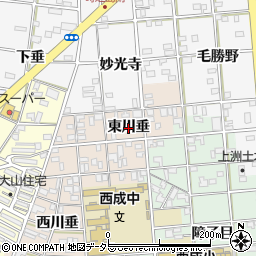 愛知県一宮市柚木颪（東川垂）周辺の地図