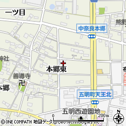 愛知県江南市中奈良町本郷東周辺の地図