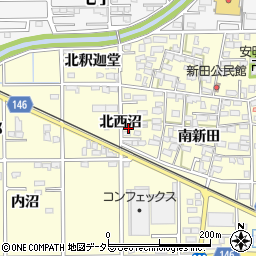 愛知県一宮市開明北西沼周辺の地図