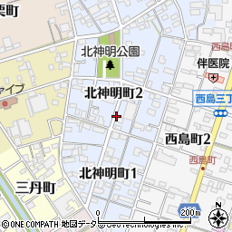 愛知県一宮市北神明町2丁目周辺の地図