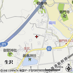 神奈川県大磯町（中郡）生沢周辺の地図