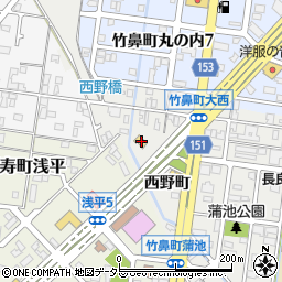 岐阜県羽島市竹鼻町西野町周辺の地図