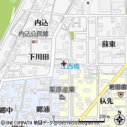 愛知県一宮市奥町六西風田周辺の地図