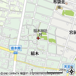 愛知県江南市寄木町稲木周辺の地図