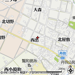愛知県一宮市丹羽西出周辺の地図