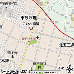 愛知県一宮市春明東裏周辺の地図