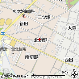 愛知県一宮市佐千原北切野周辺の地図