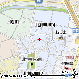 愛知県一宮市一宮神明北周辺の地図