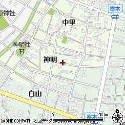 愛知県江南市大海道町神明周辺の地図